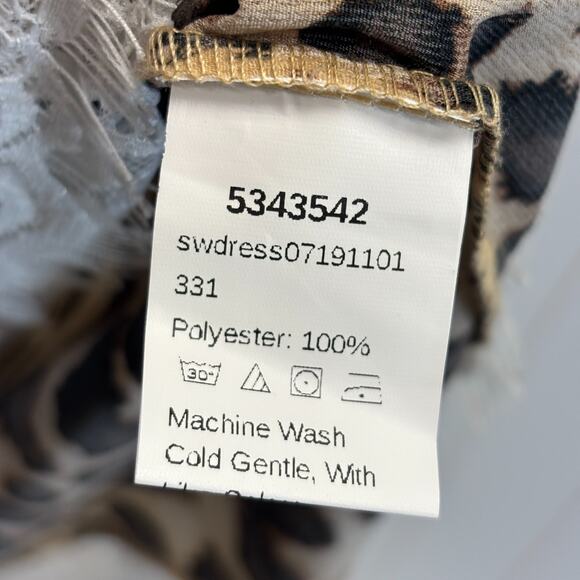 Womens Boho Feminine Leopard Print Chiffon Lacey Hem Maxi Dress Size M Mob Wife - Picture 12 of 12